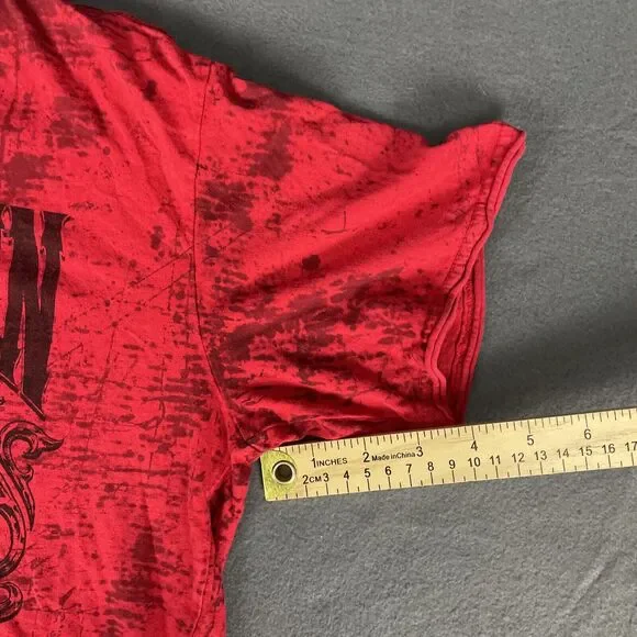 Affliction Shirt Men L Live Fast Fleur Dirty Red Wash MMA UFC Biker Rocker VTG - Picture 11 of 12